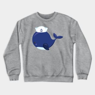 Sailor Whale, Little Whale, Cute Whale, Blue Whale Crewneck Sweatshirt